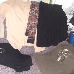 Beige Blazer and Black Skirt Set 5 Pc